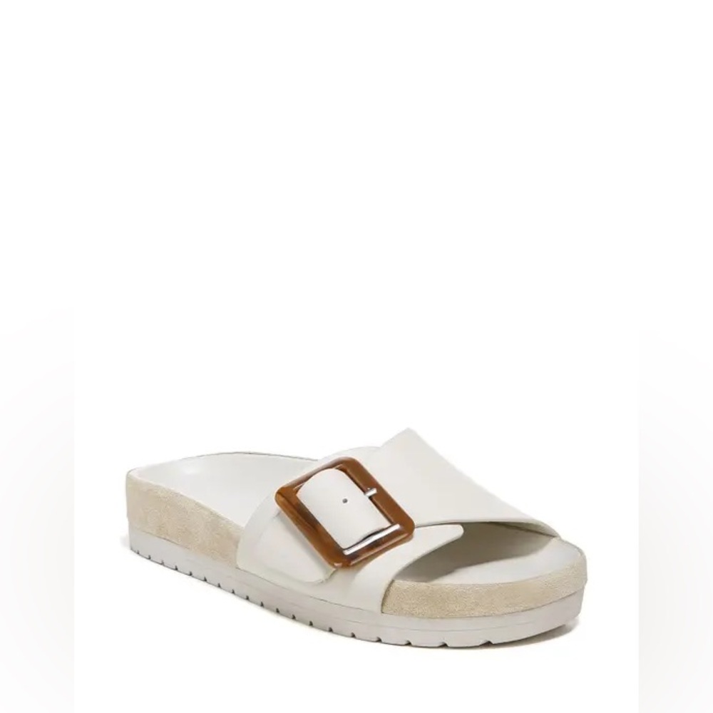 NIB Vince Grant Leather Slide Sandal in Off White, Size 7